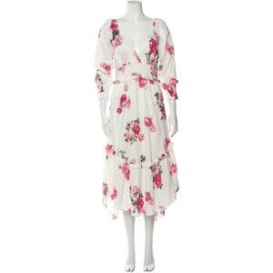 LoveShackFancy Firefly Dress Floral Midi Smocked Waist Size S